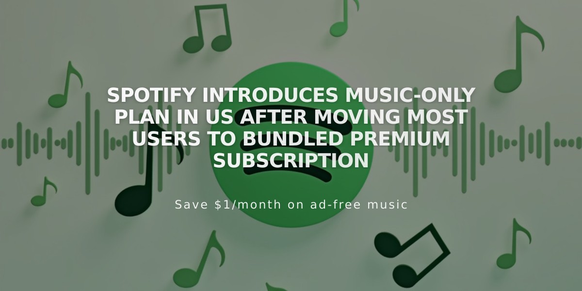 Spotify Introduces Music-Only Plan in US After Moving Most Users to Bundled Premium Subscription