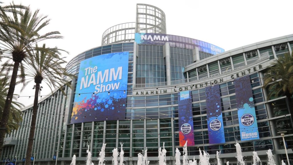 NAMM Show entrance with palm trees