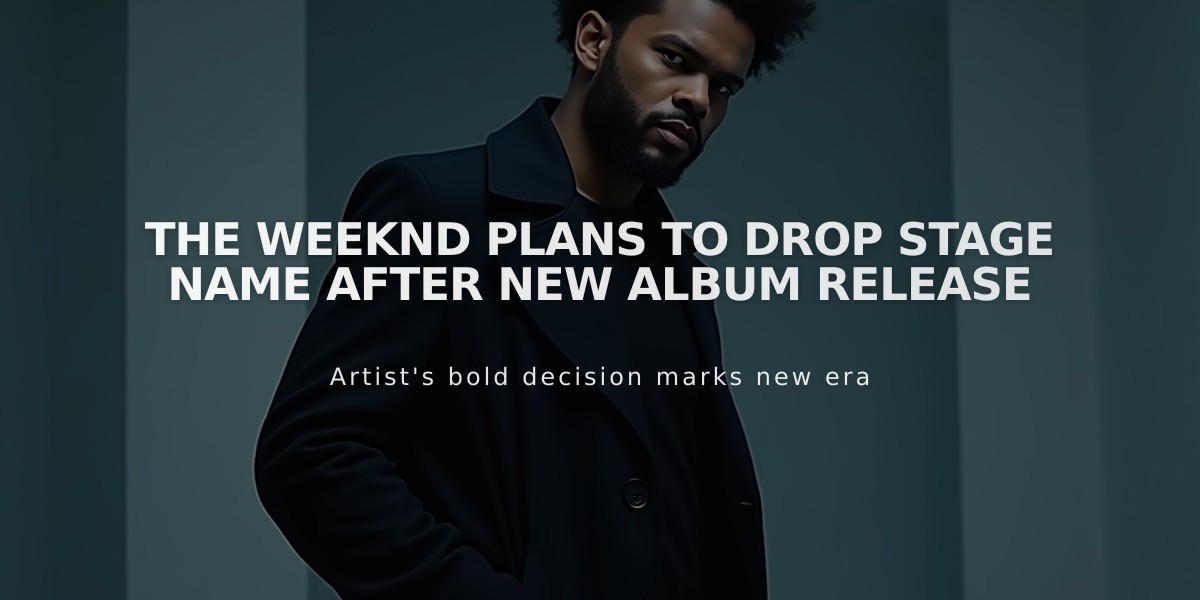 The Weeknd Plans to Drop Stage Name After New Album Release