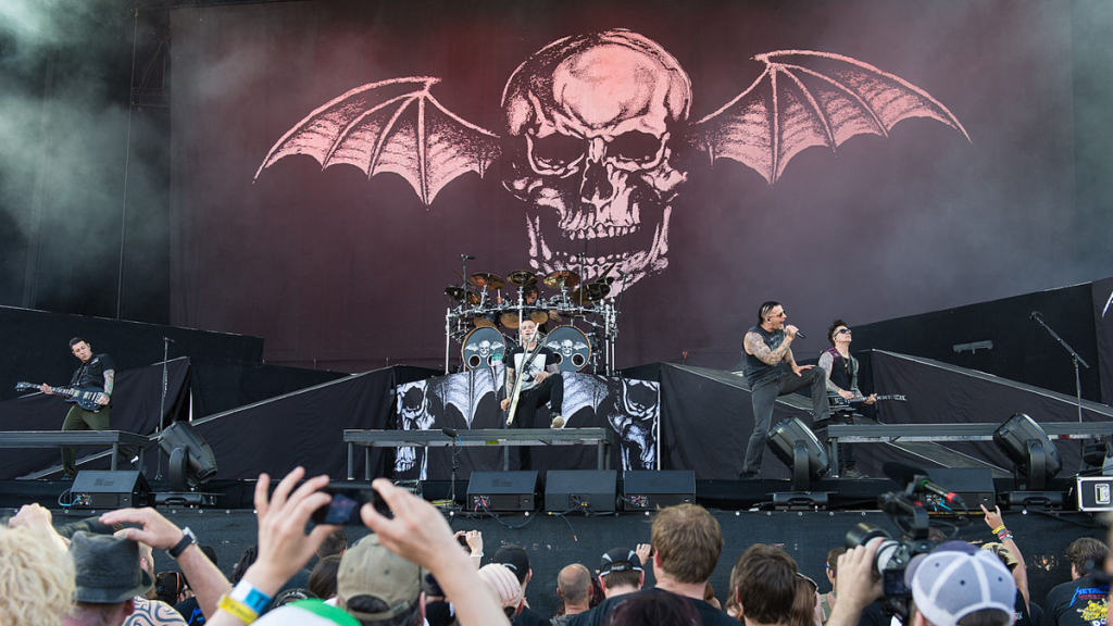 Avenged Sevenfold performing on stage