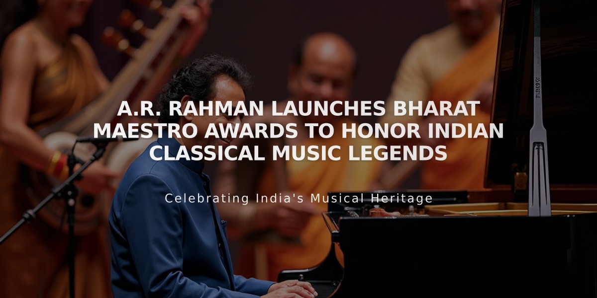 A.R. Rahman Launches Bharat Maestro Awards to Honor Indian Classical Music Legends