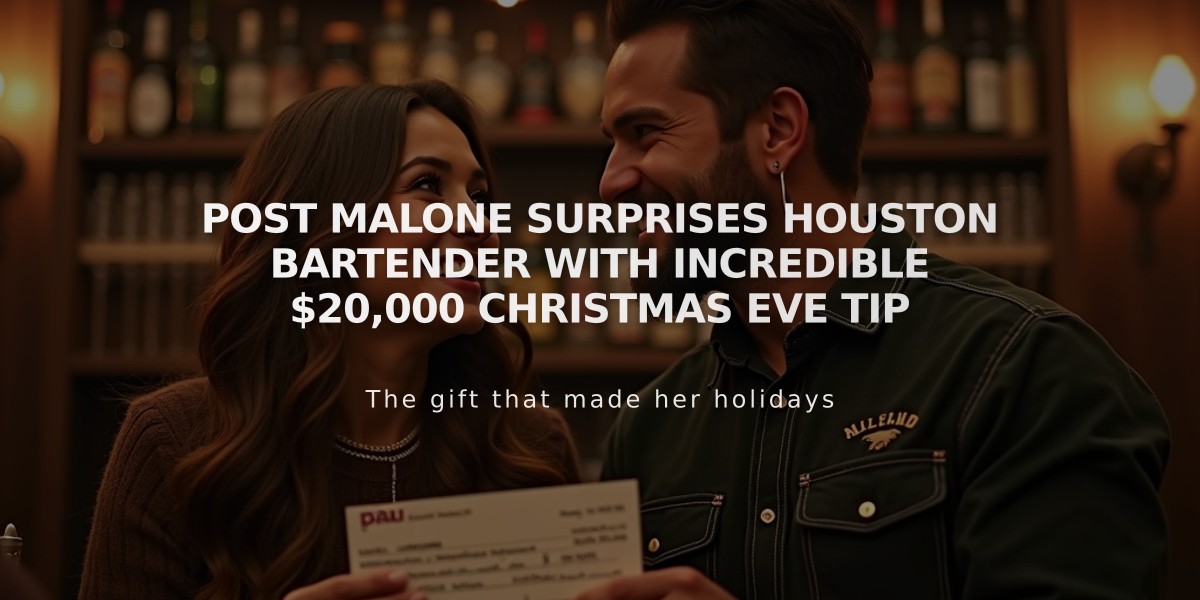 Post Malone Surprises Houston Bartender with Incredible $20,000 Christmas Eve Tip