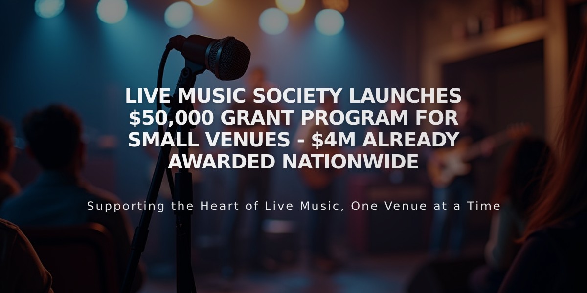 Live Music Society Launches $50,000 Grant Program for Small Venues - $4M Already Awarded Nationwide