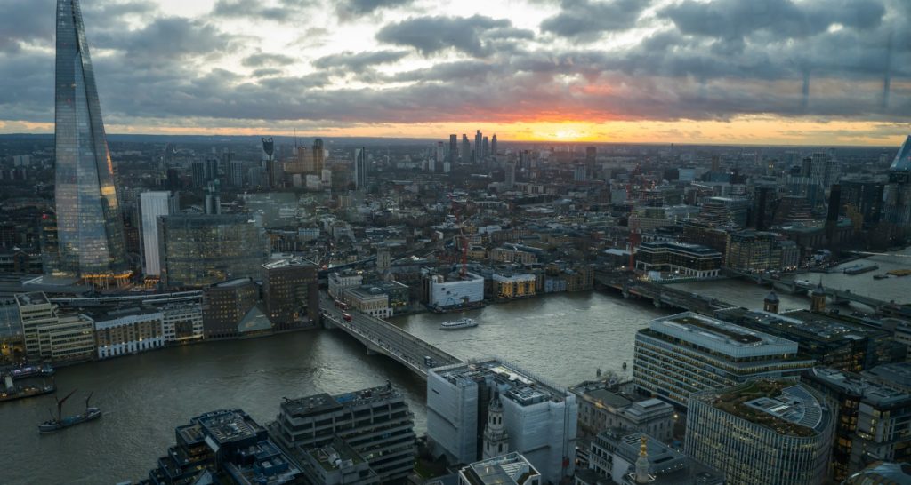 London skyline during golden hour