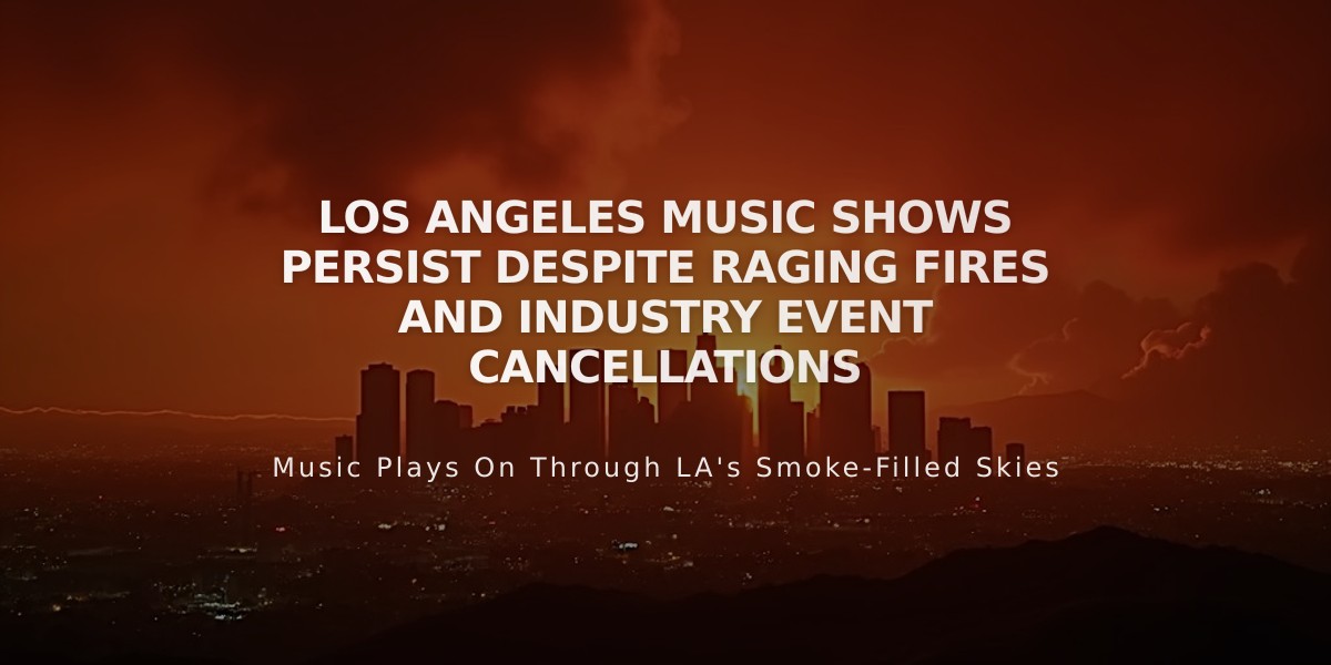 Los Angeles Music Shows Persist Despite Raging Fires and Industry Event Cancellations