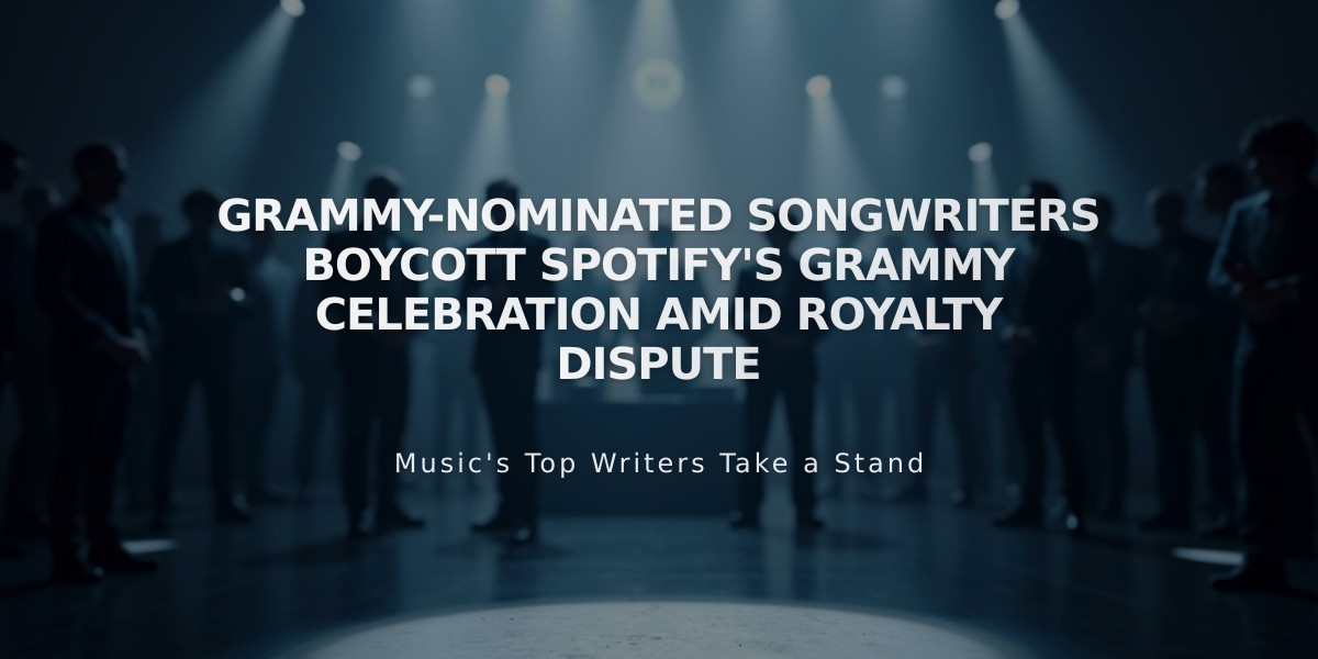 Grammy-Nominated Songwriters Boycott Spotify's Grammy Celebration Amid Royalty Dispute