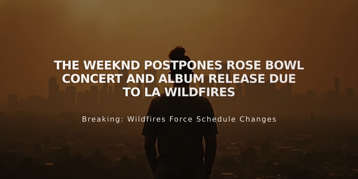 The Weeknd Postpones Rose Bowl Concert and Album Release Due to LA Wildfires