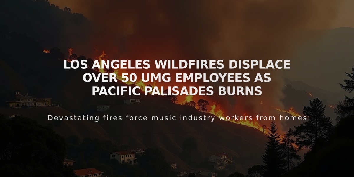 Los Angeles Wildfires Displace Over 50 UMG Employees as Pacific Palisades Burns