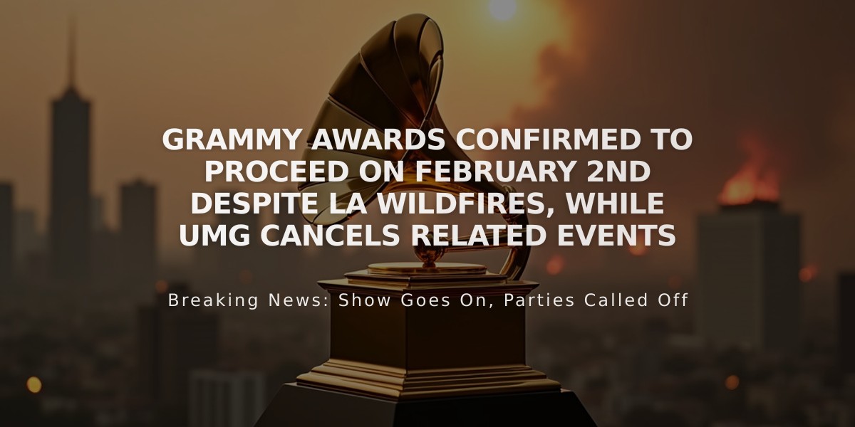 Grammy Awards Confirmed to Proceed on February 2nd Despite LA Wildfires, While UMG Cancels Related Events