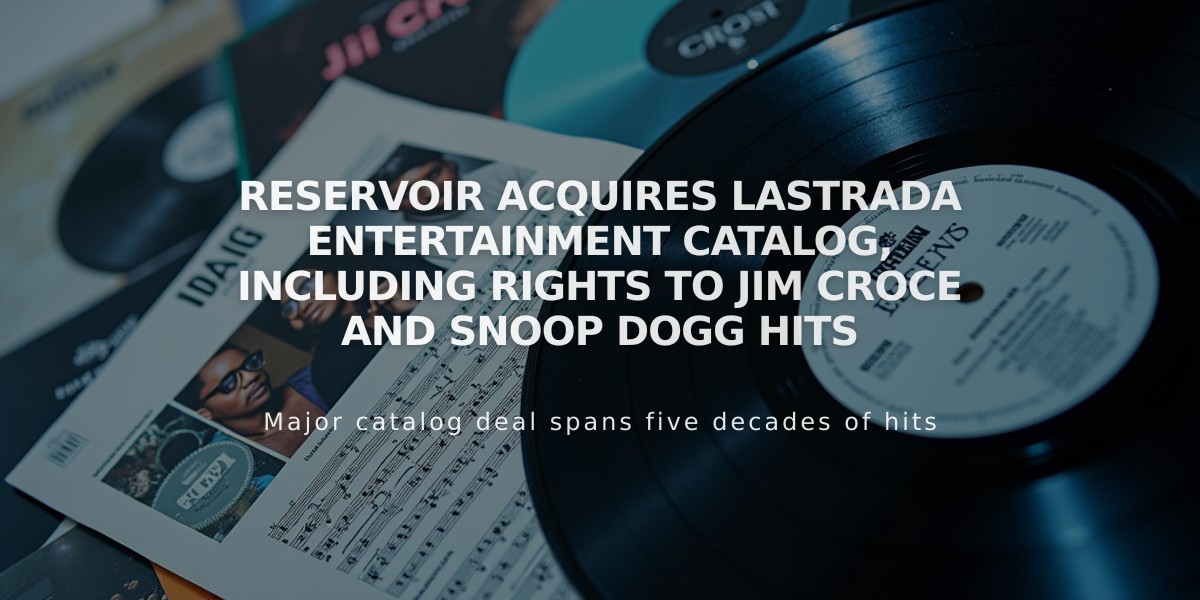 Reservoir Acquires Lastrada Entertainment Catalog, Including Rights to Jim Croce and Snoop Dogg Hits