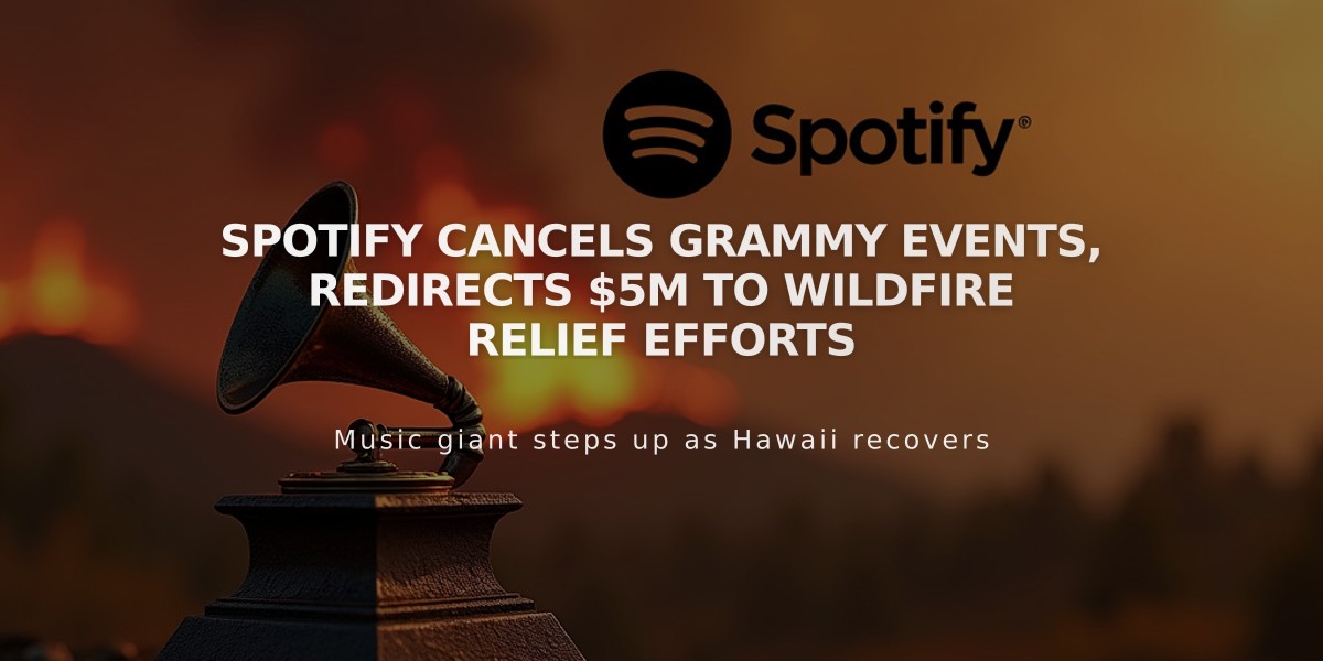 Spotify Cancels Grammy Events, Redirects $5M to Wildfire Relief Efforts