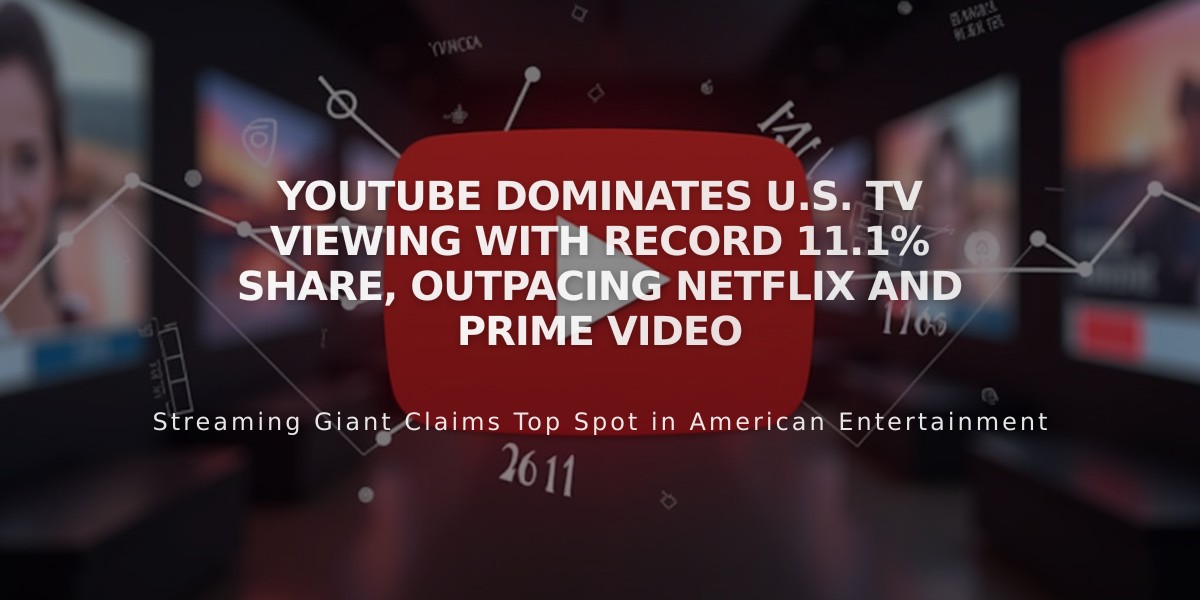 YouTube Dominates U.S. TV Viewing With Record 11.1% Share, Outpacing Netflix and Prime Video