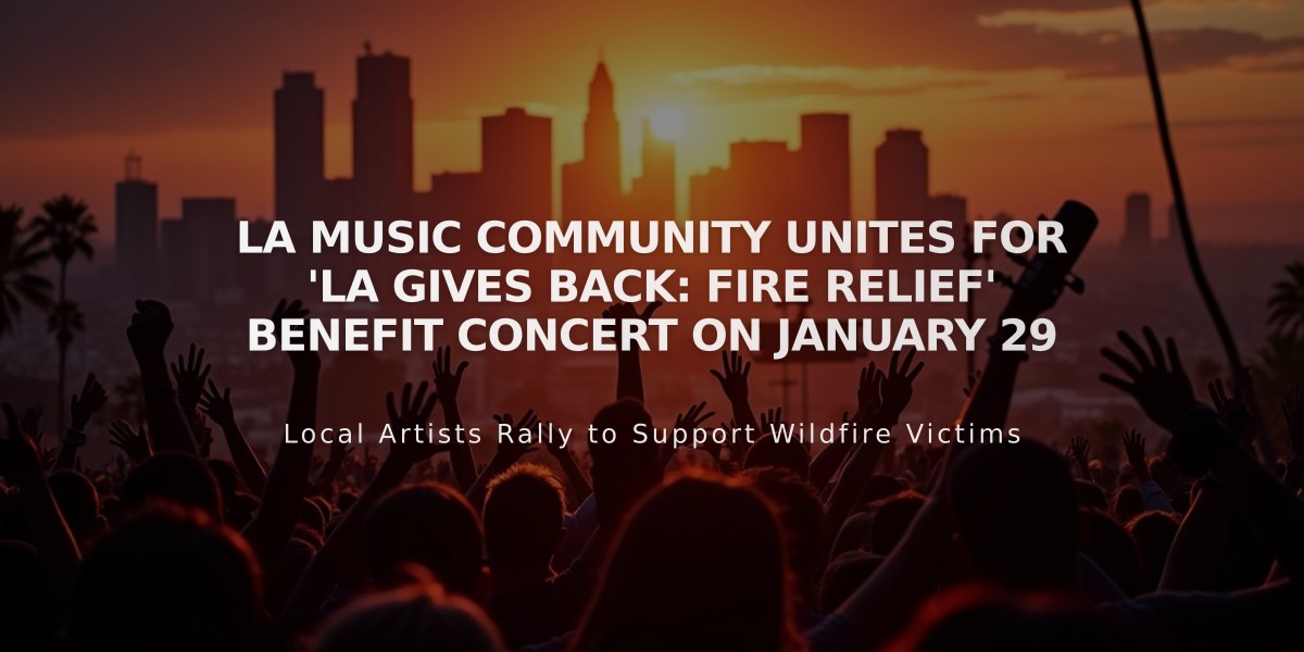 LA Music Community Unites for 'LA Gives Back: Fire Relief' Benefit Concert on January 29