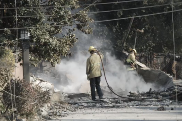 Firefighters battling wildfire