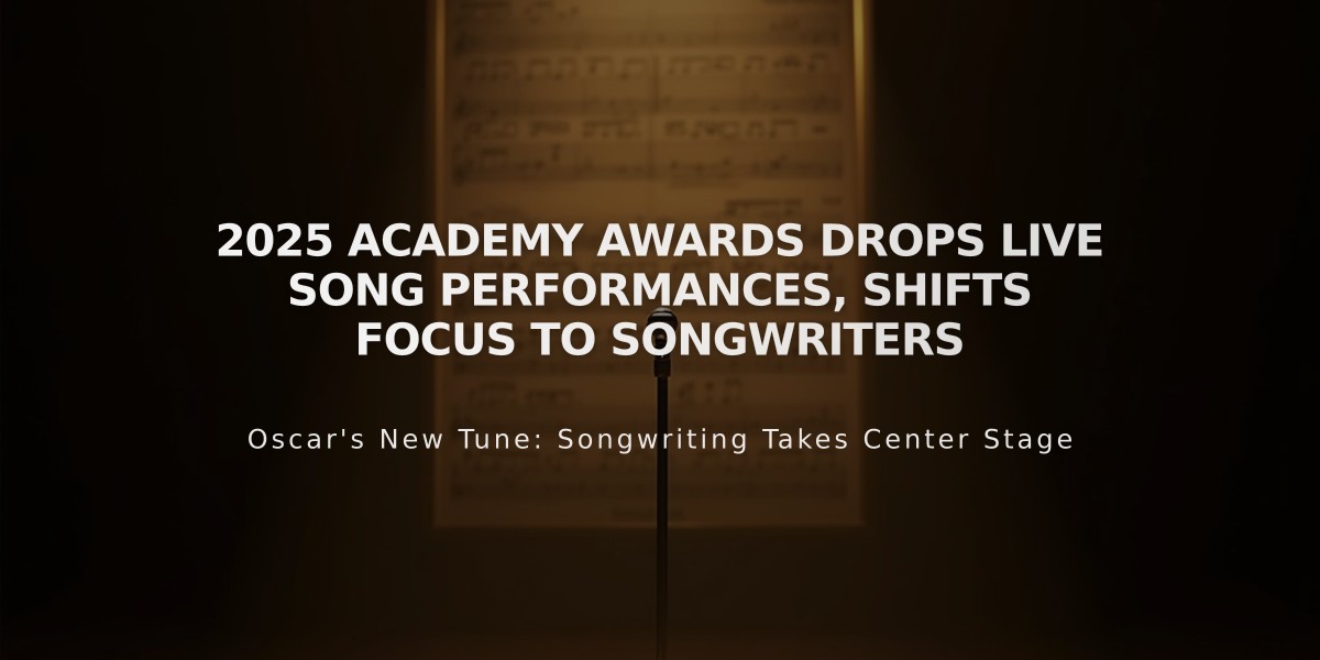 2025 Academy Awards Drops Live Song Performances, Shifts Focus to Songwriters