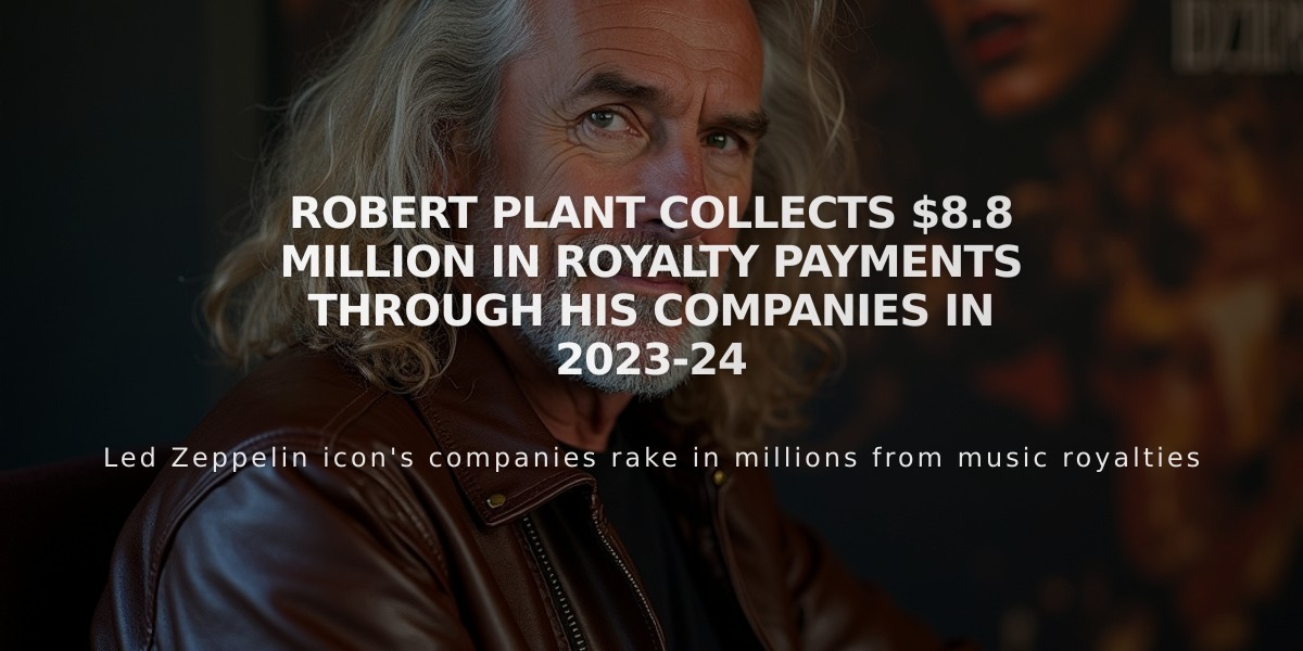 Robert Plant Collects $8.8 Million in Royalty Payments Through His Companies in 2023-24