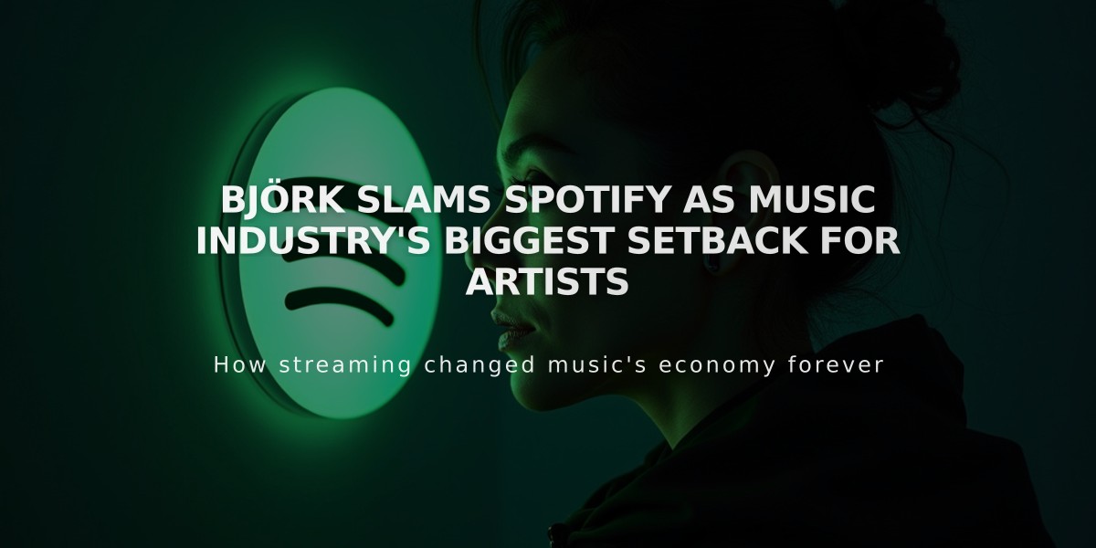 Björk Slams Spotify as Music Industry's Biggest Setback for Artists