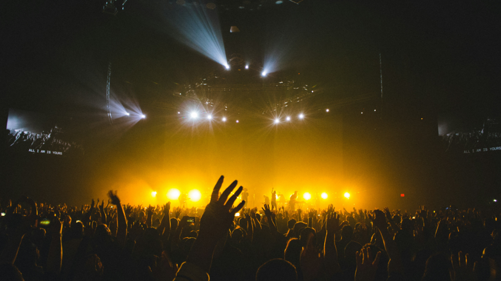 Concert crowd viewing performance