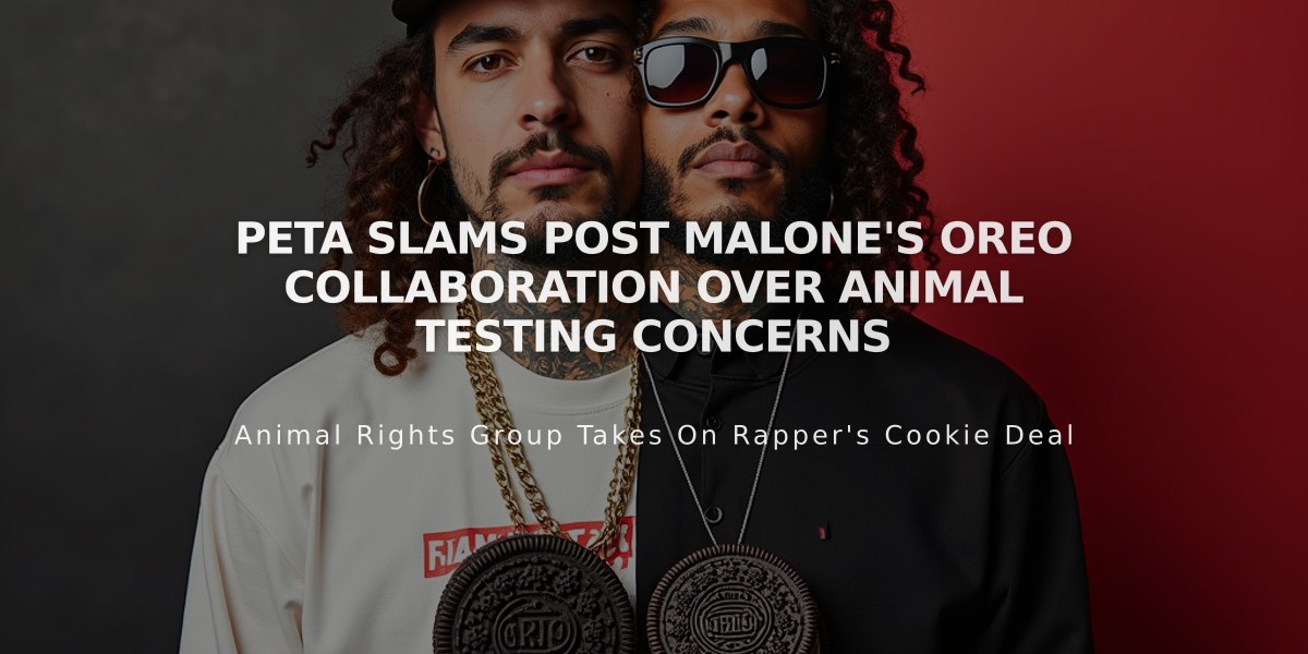 PETA Slams Post Malone's OREO Collaboration Over Animal Testing Concerns