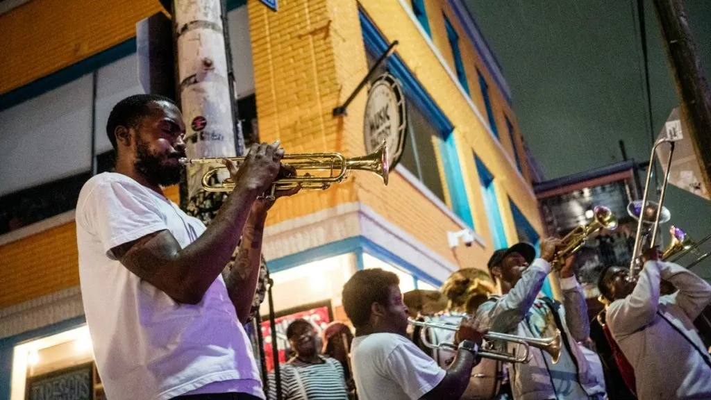 New Orleans street trumpet performer