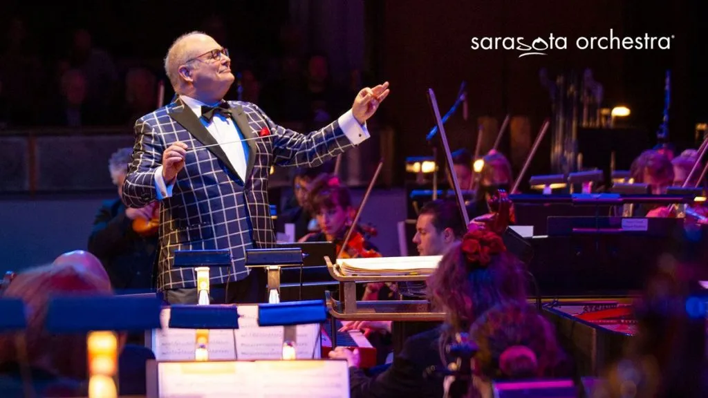 Orchestra conductor at Sarasota performance