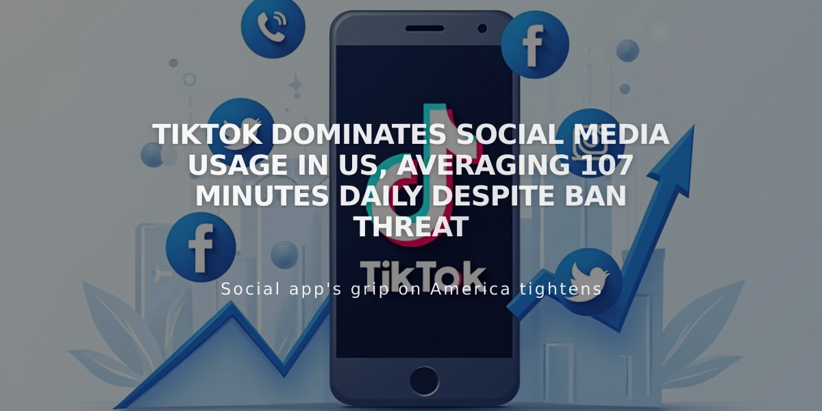 TikTok Dominates Social Media Usage in US, Averaging 107 Minutes Daily Despite Ban Threat