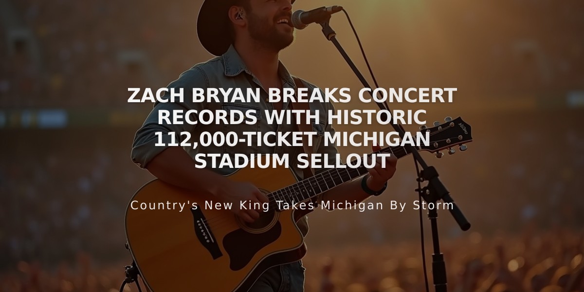 Zach Bryan Breaks Concert Records with Historic 112,000-Ticket Michigan Stadium Sellout