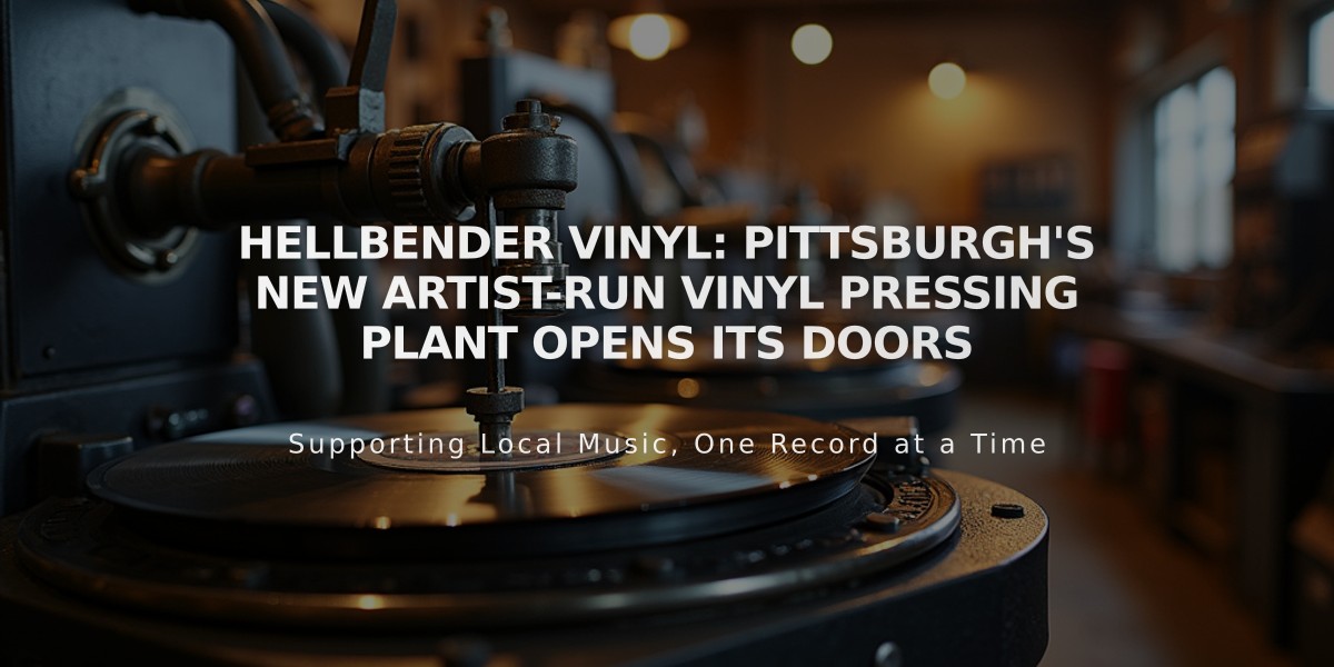 Hellbender Vinyl: Pittsburgh's New Artist-Run Vinyl Pressing Plant Opens Its Doors