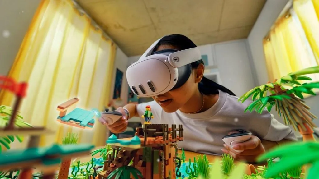 Person using Meta VR headset