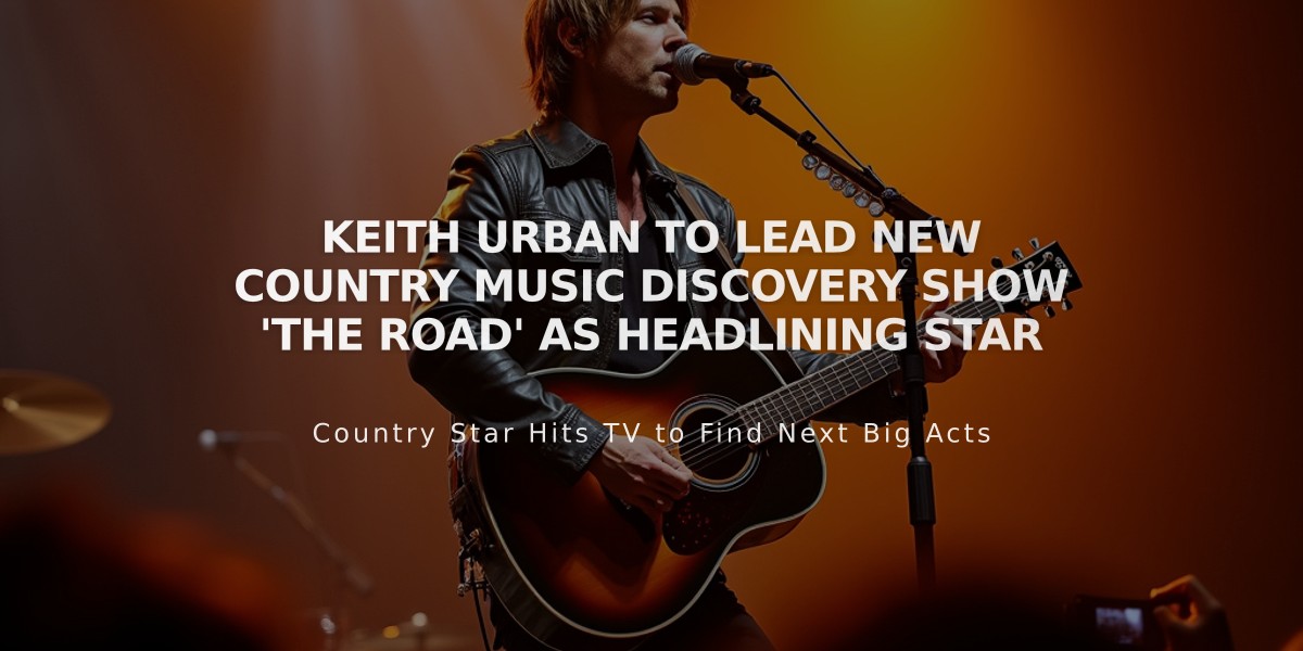 Keith Urban to Lead New Country Music Discovery Show 'The Road' as Headlining Star