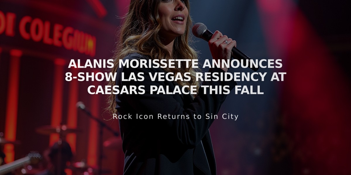 Alanis Morissette Announces 8-Show Las Vegas Residency at Caesars Palace This Fall