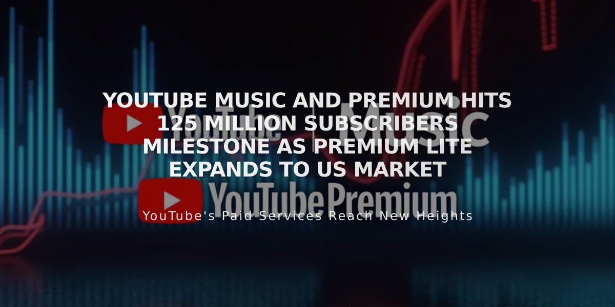 YouTube Music and Premium Hits 125 Million Subscribers Milestone as Premium Lite Expands to US Market