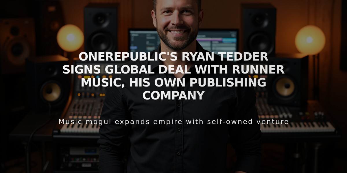 OneRepublic's Ryan Tedder Signs Global Deal with Runner Music, His Own Publishing Company